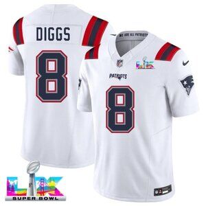 Mens or Youths Choose Stefon Diggs Super Bowl LX Stitched Jersey White Vapor